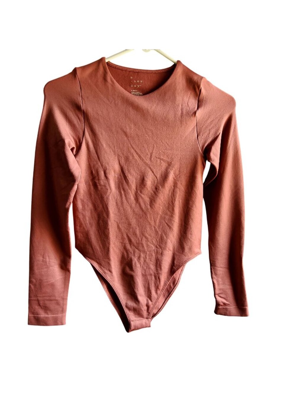 A New Day Rust Long Sleeve Bodysuit X-Small Cotton Blend Machine washable